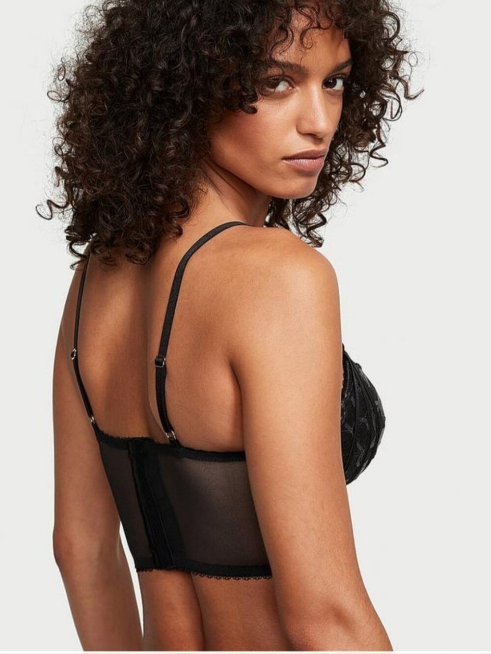 NWOT Victoria's Srcret Very Sexy Black Heart Chain Shine Corset Bra, 34B - Picture 3 of 7